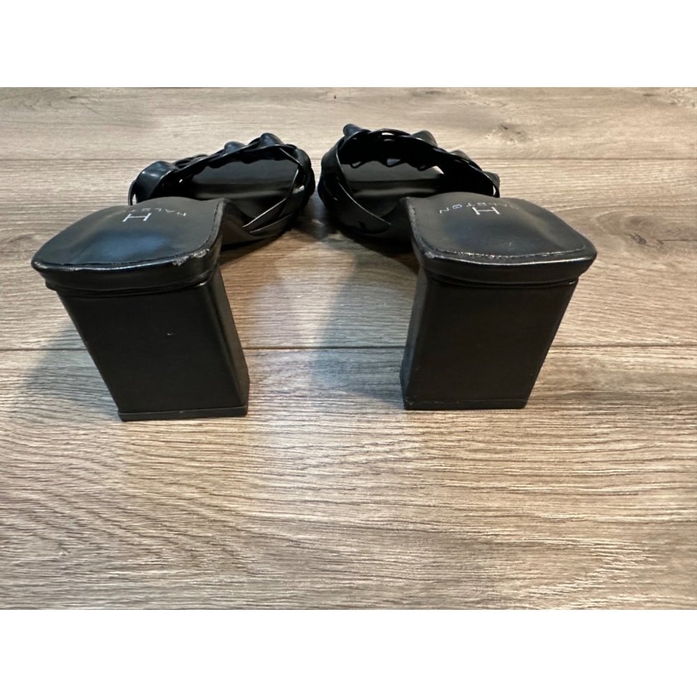 Halston woven  black block heel shoes - Picture 6 of 8